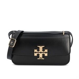 Tory Burch Black and Gold Rectangle Shoulder Bag east west